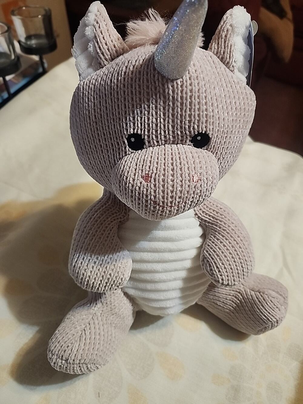 Spark Create Imagine Knit Unicorn 11" Plush Rattle & Crinkle Sounds Blush